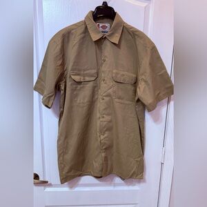 Dickies Work Men's Short Sleeve Button-Up Shirt in Brown Large New